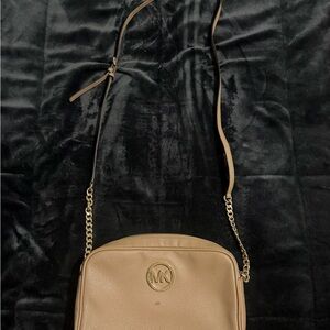 Michael Kors Beige Crossbody Bag with Gold Chain